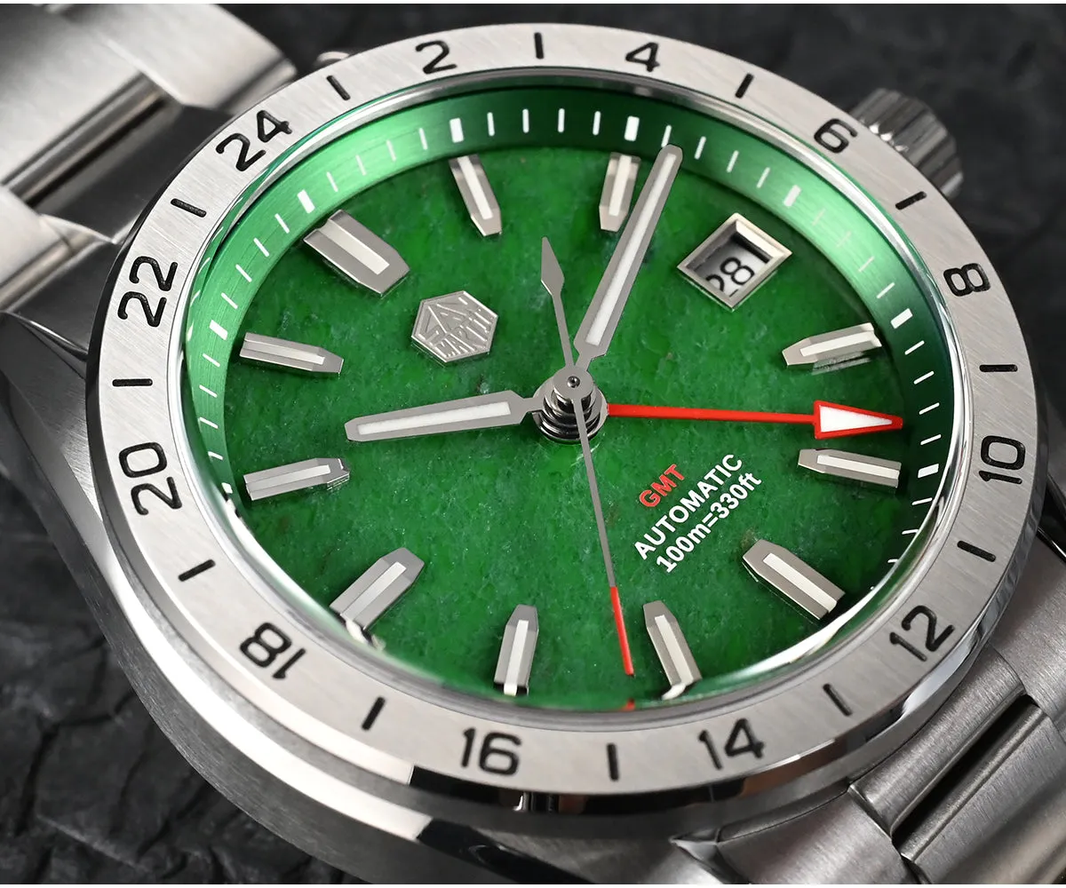 ★Weekly Deals★San Martin Aventurine Gemstone NH34 GMT Watch SN0129GB