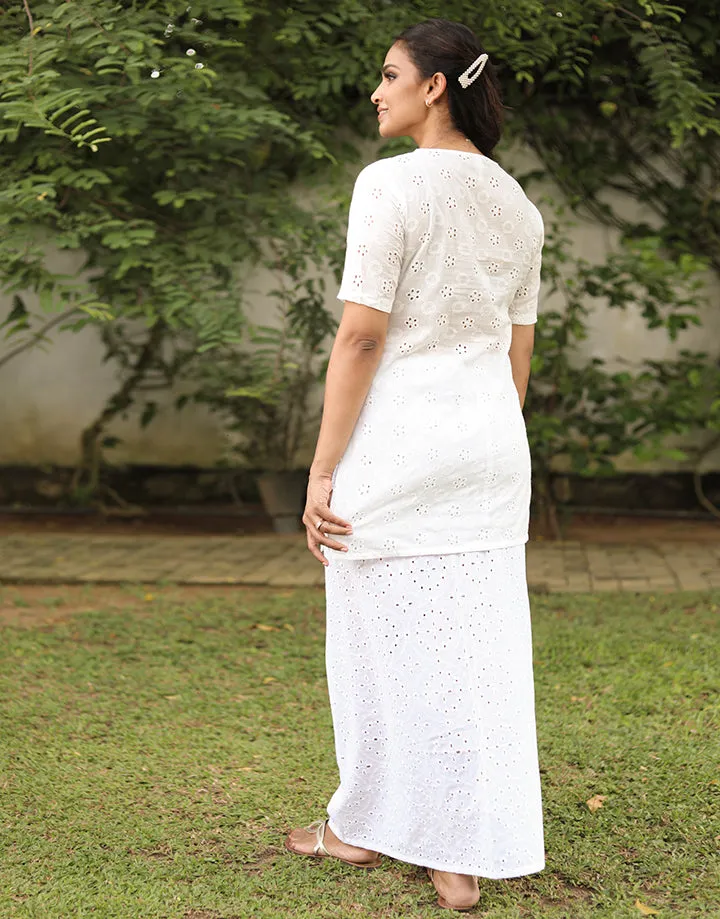 White Cut Lawn Lungi