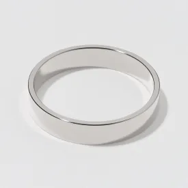 White Gold Flat Wedding Band - Polished 4mm