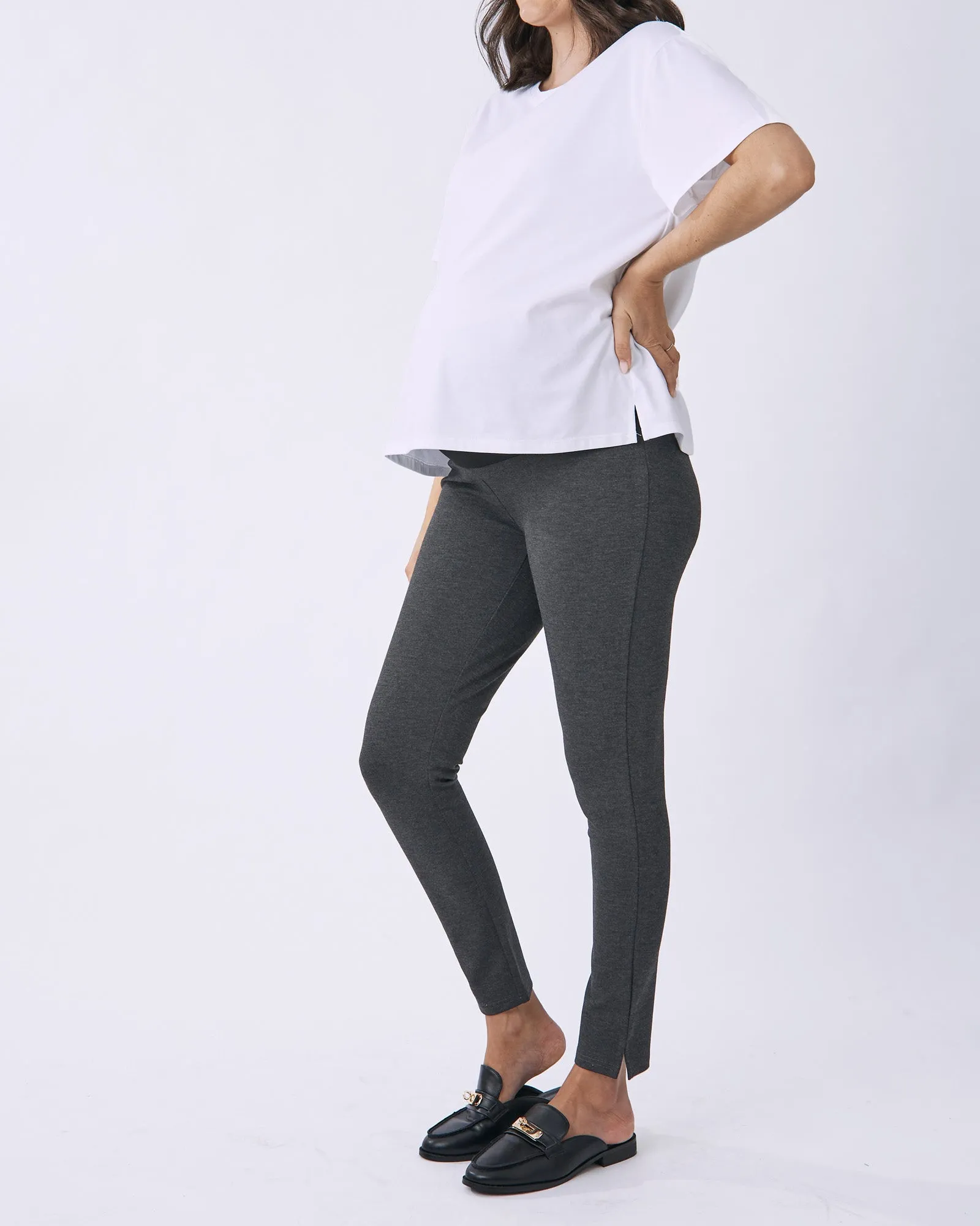 Zoe SLIM Ponti Maternity Winter Legging- Charcoal